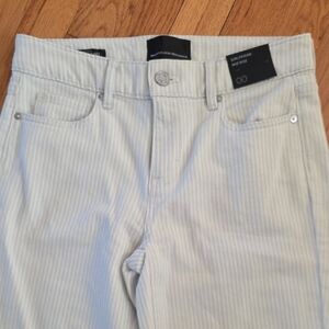 White House Black Market Light Cream/white Striped Mid-Rise Jeans